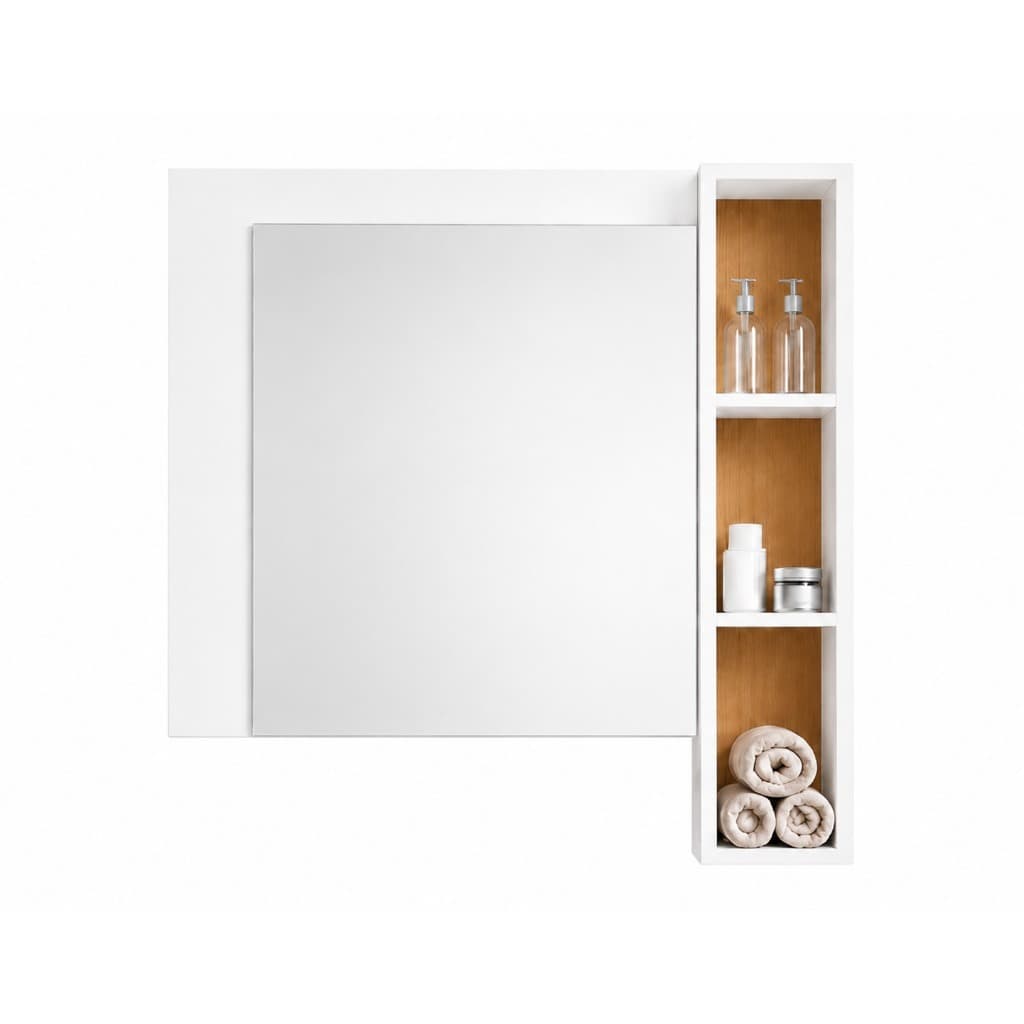 Espelheira Cal Porta Prateleira Organizadora Espelho Decorativo Armarinho Banheiro Suspenso