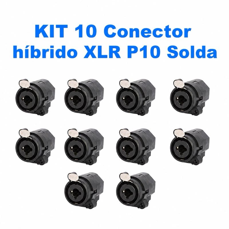 Kit 10 Conector XLR e P10 Híbrido Jack – Padrão Profissional