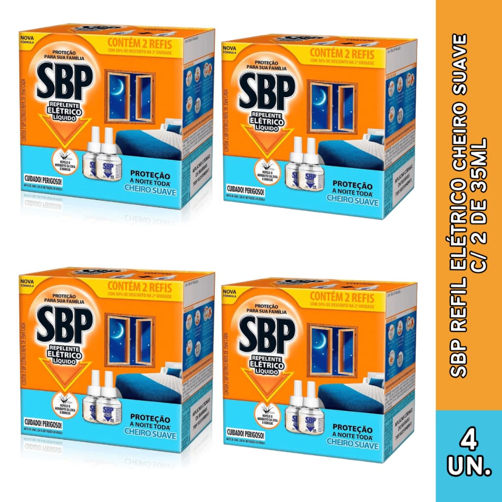 SBP Refil Repelente Elétrico 2 unid Refil Cheiro Suave 32,9ml Escolha a Quantidade