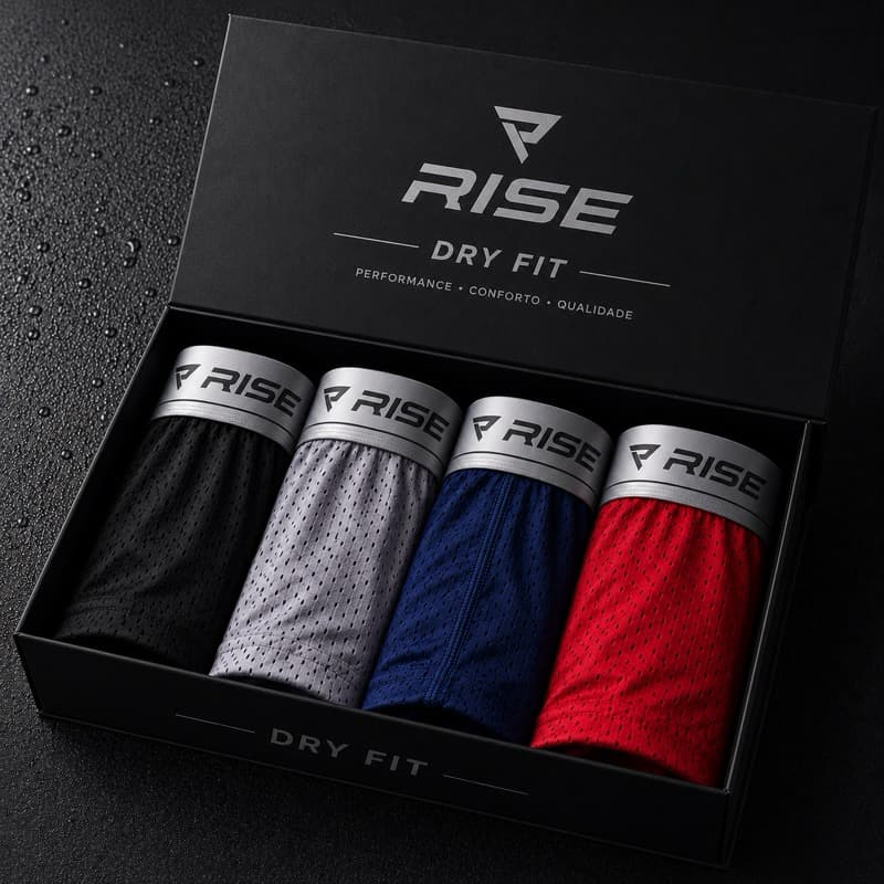 Kit Cuecas Boxer DRYFIT Adulto Respirável C Forro de Algodão