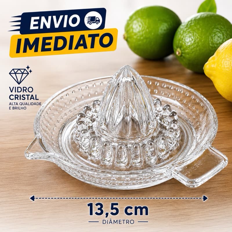 Espremedor de Limao Laranja de Vidro 14cm Limão Laranja Manual com Bico Resistente Sucos Naturais
