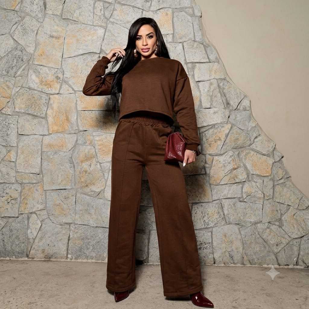 conjunto moleton feminino peluciado elegante