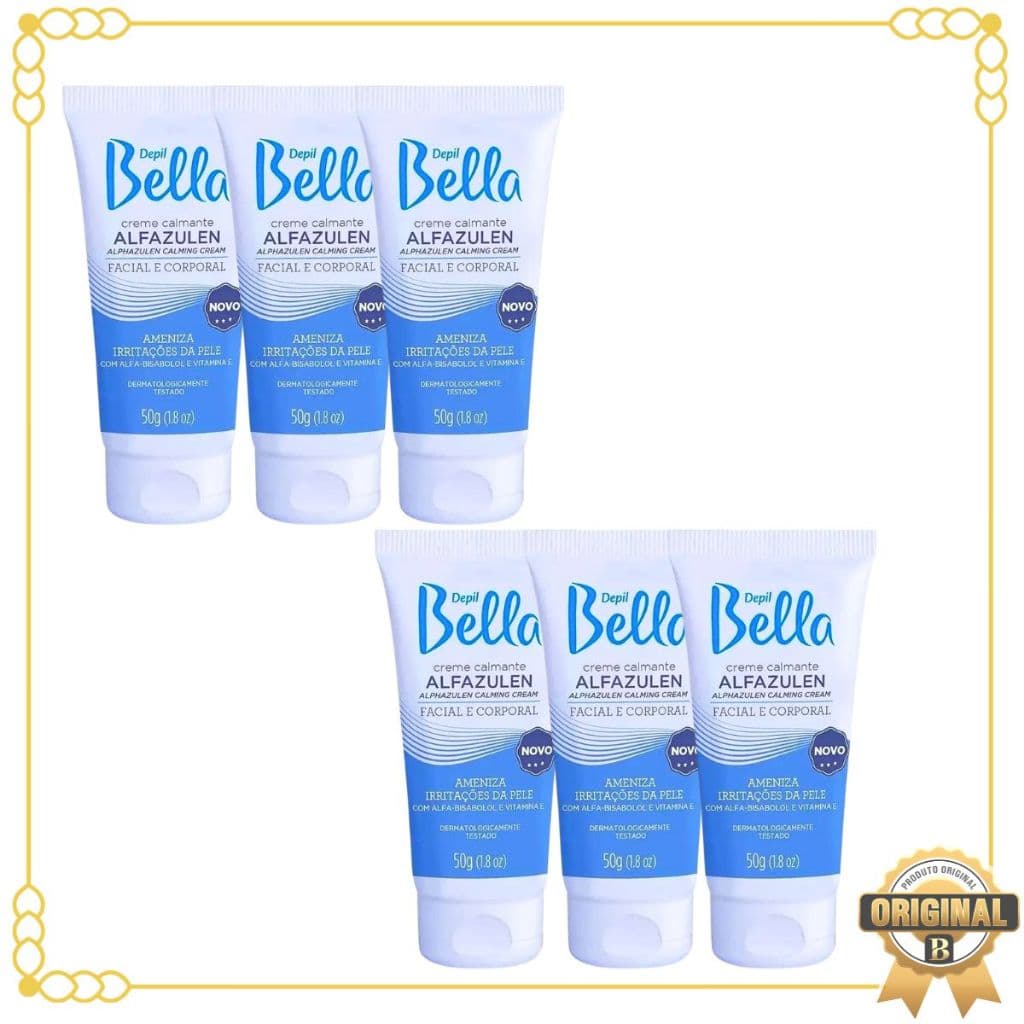 Kit 6 Unidades De Creme Calmante Alfazulen Pós Depilação Depil Bella 50 g