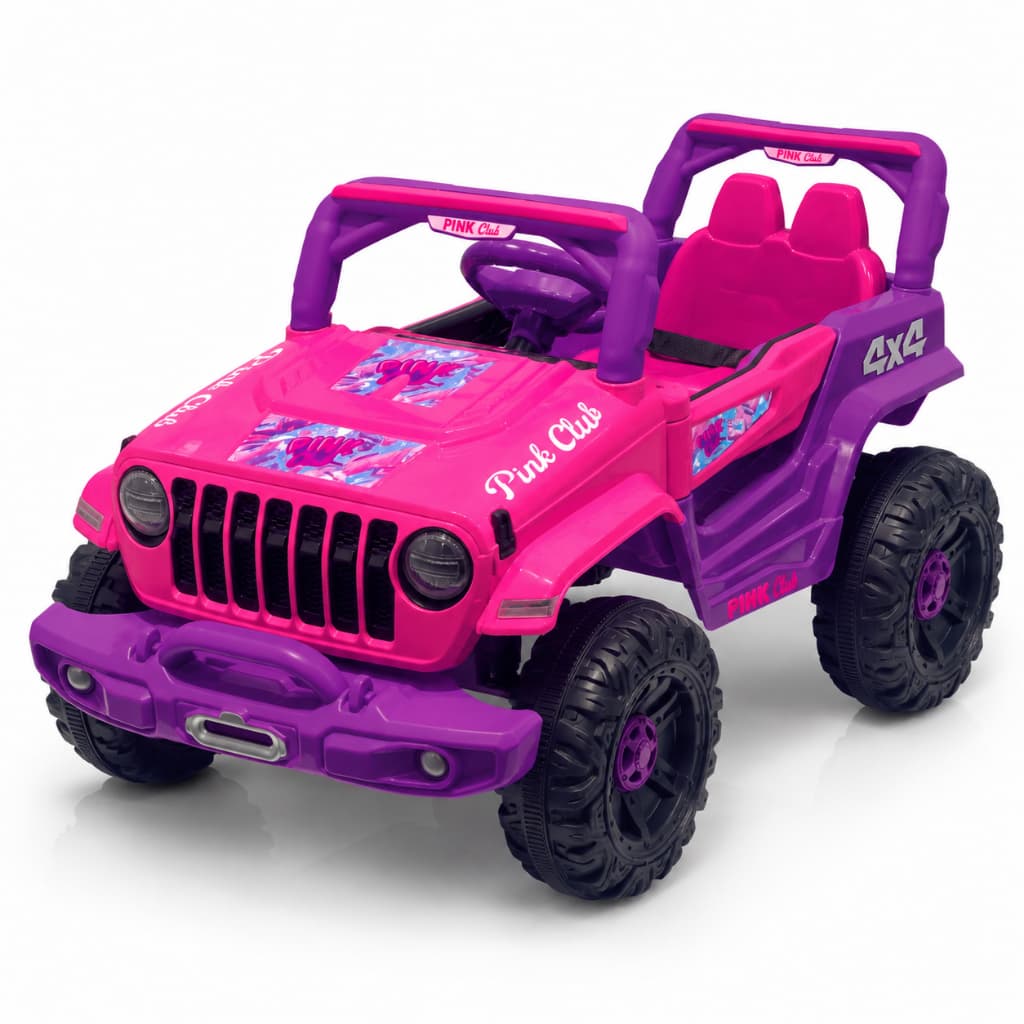 Carro Elétrico Infantil Jipe Pink Club 12V Rosa Desenvolvimento Coordenação motora