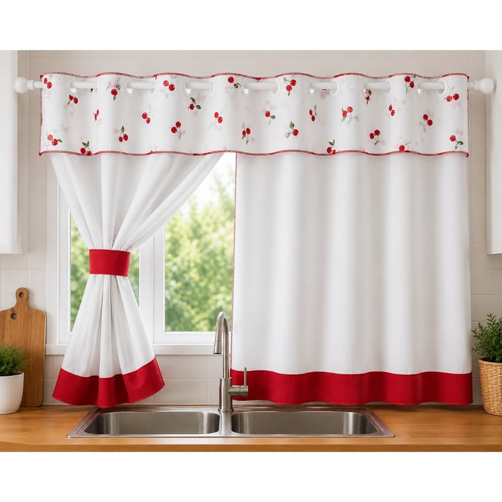 Cortina de Cozinha c/ bandô Estampado 2,50m x 1,40m de altura