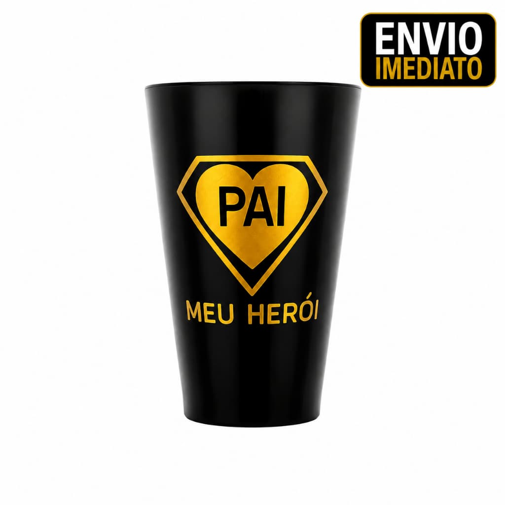 Copo Personalizado Dia dos Pais 300ml Pai Meu Herói Presente Lembrancinha