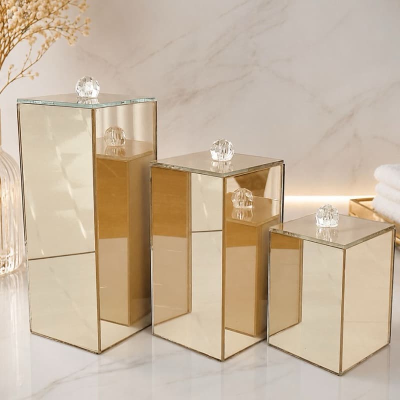 Kit Trio Organizador Bancada  Banheiro e Lavabo Luxo Vidro Porta Escovas, Porta Algodão e Porta Cotonetes Decoração