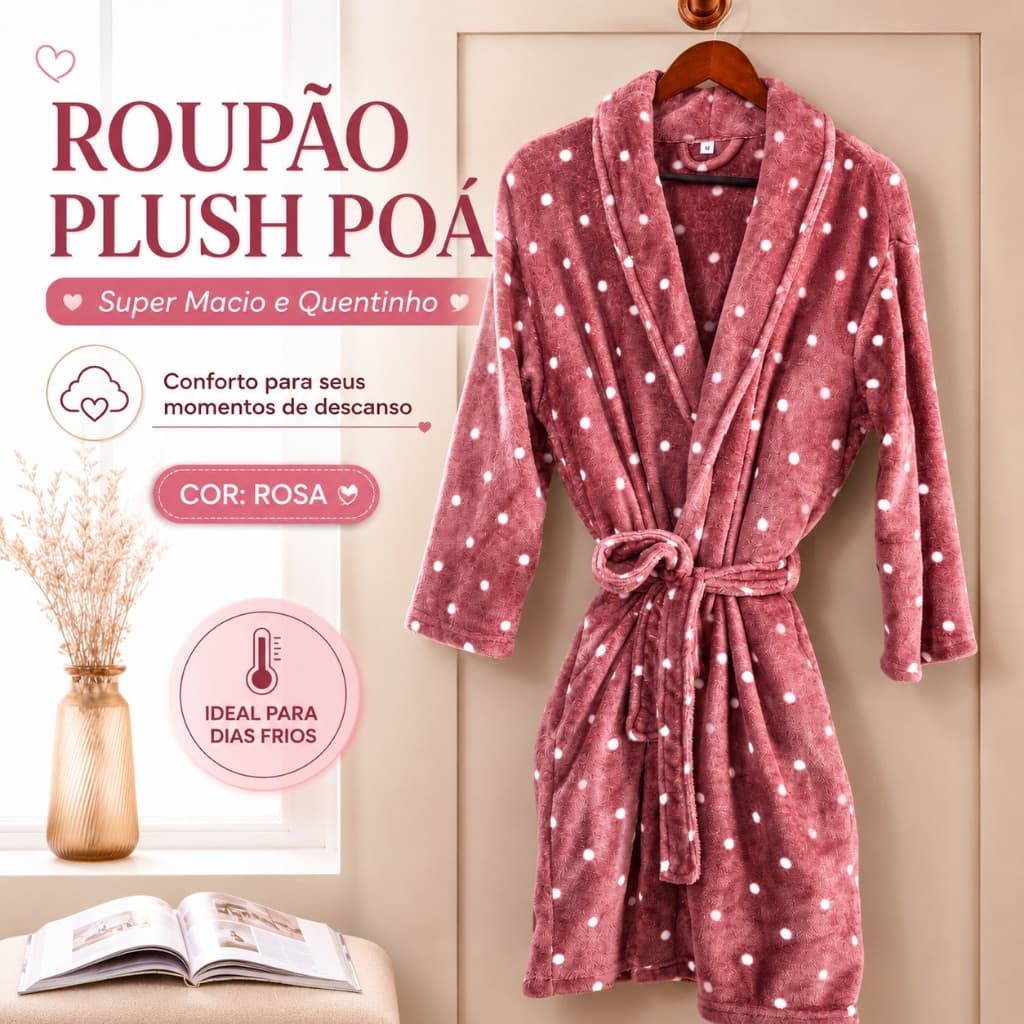 Roupões Flannel Poa Bolinhas Unissex Adulto Inverno Quentinho Promoção Não Perca Lançamento