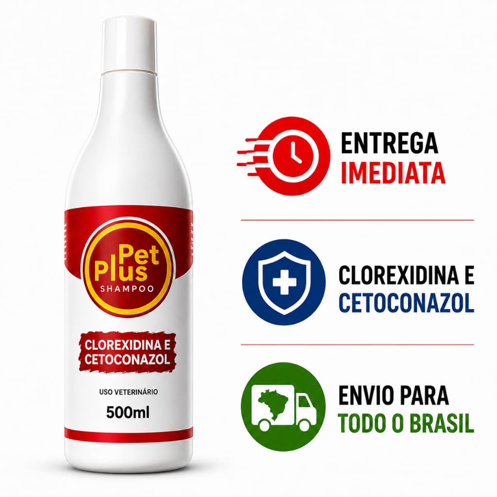 Shampoo Pet Cetoconazol + Clorexidina 300ml 500ml Cães Gatos Dermatológico Antisséptico Original