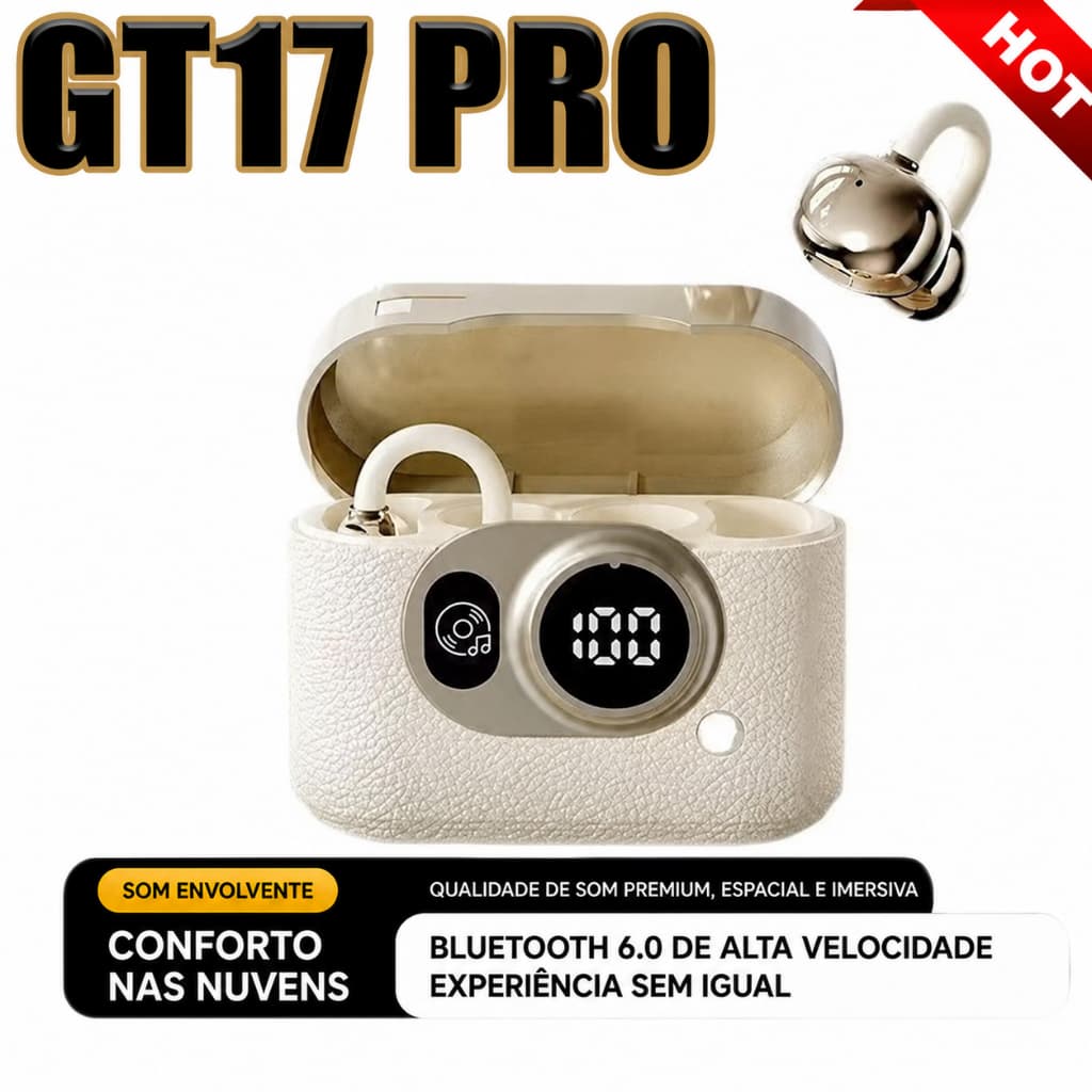 Fone Bluetooth GT17 Pro Hi-Fi com Display LED, Controle Touch e Bateria de até 30 Horas