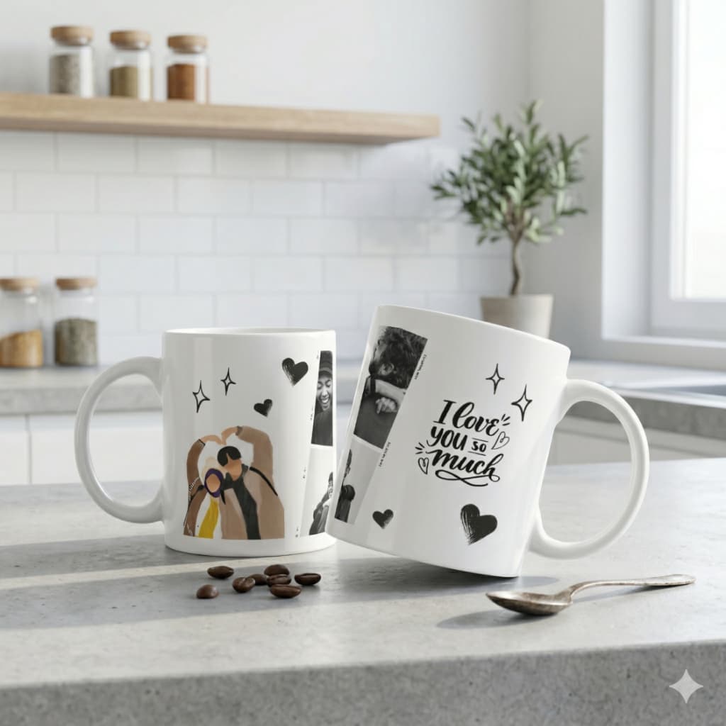 Caneca Personalizada com Foto, Nome e Data Modelo Exclusivo Casal Namorados Presente Xícara