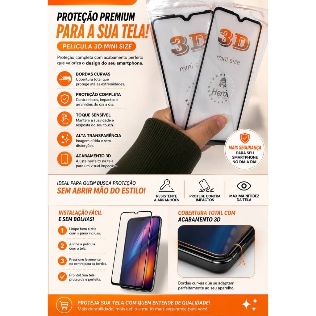PELÍCULA KIT 2 PELICULAS 3D MOTO G20 / G50 Película de Vidro para Celular