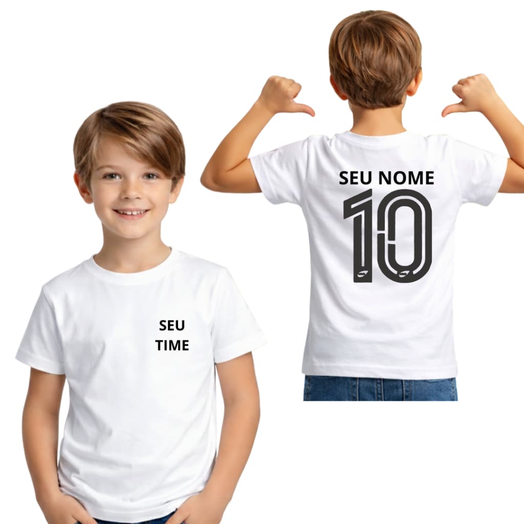Camisa Camiseta Adulto e Infantil Personalizada Com Seu Time + Nome + Numero
