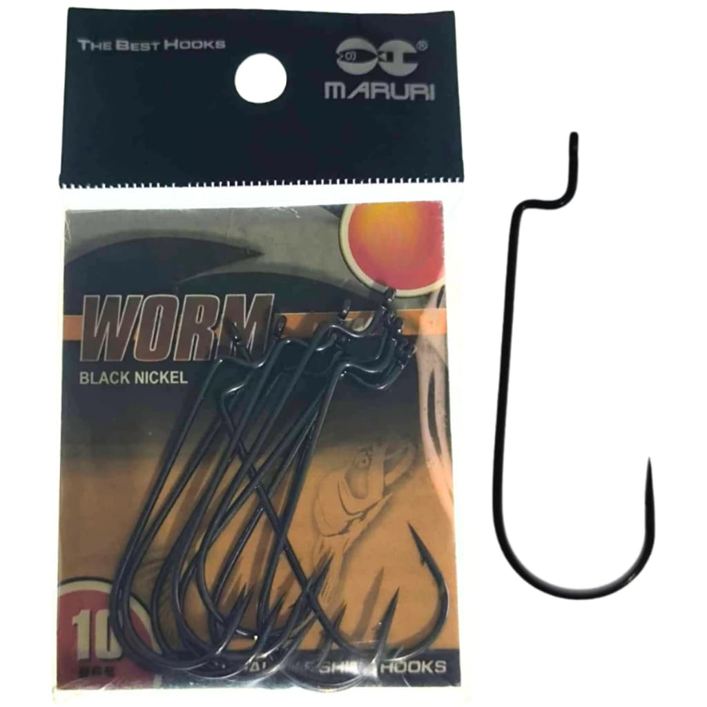 anzol de pesca maruri worm 3/0 - 10 unidades cor black