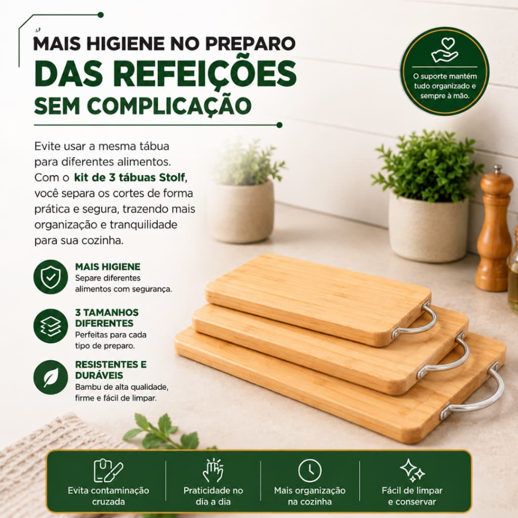 Tábua Para Carne Legumes frutas 100% bambu Material Ecológico Com Alça Metal 3 Três Tamanhos