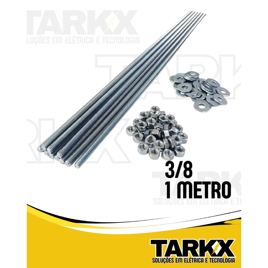 BARRA ROSCADA UNC 3/8"  1M AÇO ZINCADO + 4 PORCAS E 4 ARRUELAS JOMARCA