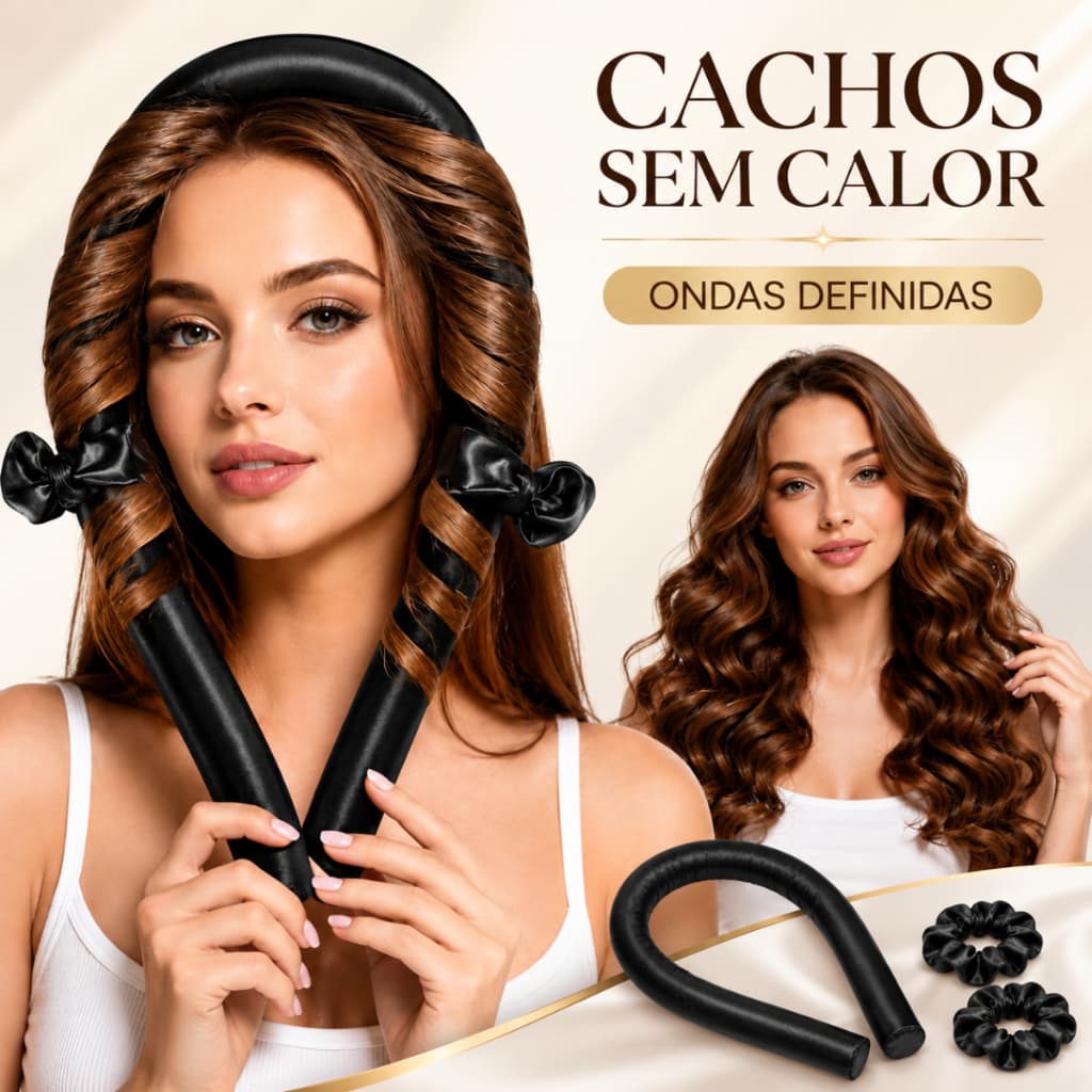 Modelador de Cabelo Sem Calor para Cachos e Ondas Definidos + 2 Xuxinha em Cetim