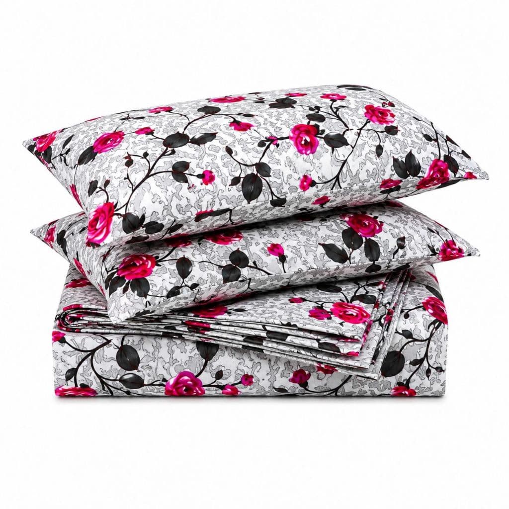 Jogo de Lençol Cama Queen Estampado 3pç S/Elástico Micropercal 500 Fios Toque Macio de Algodão