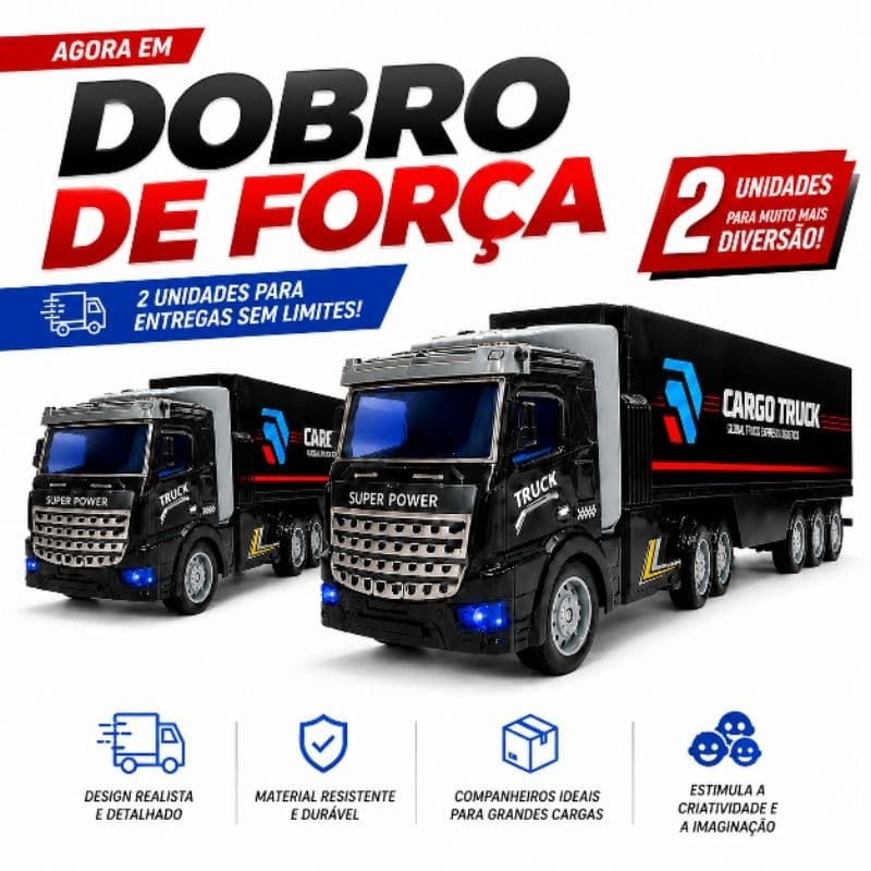 Kit Caminhão Carreta Truck, Contendo 2 Quantidades, com Controle Remoto, Brinquedo, Carga, Resistente, Design Moderno