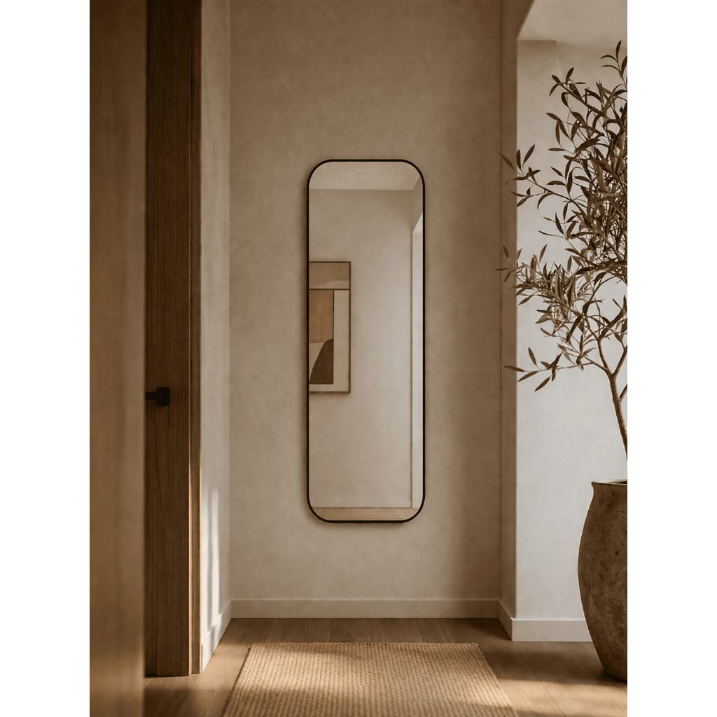 Espelho Retangular Decorativo Corpo Inteiro110x30cm Com Moldura Sala Quarto Banheiro Corredor