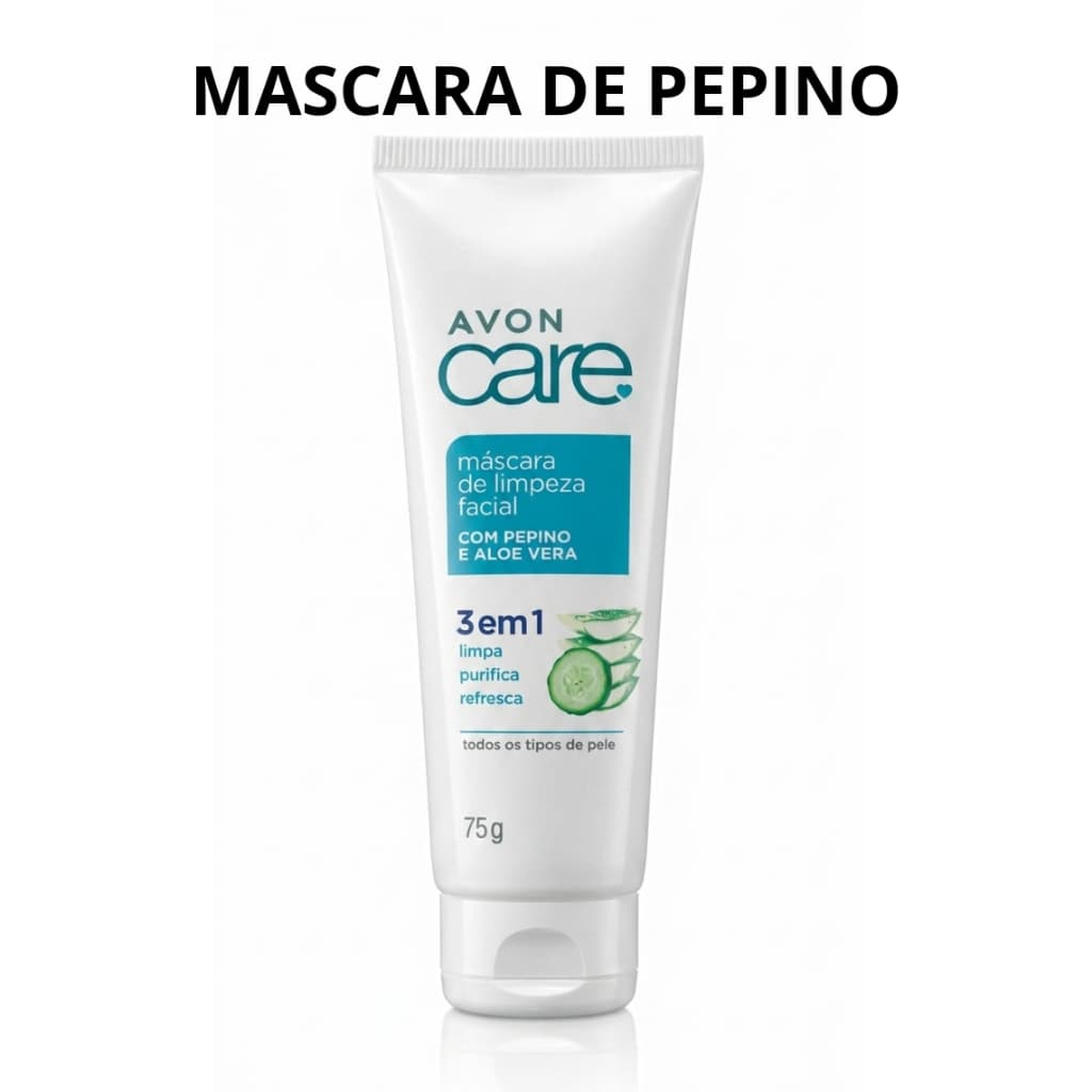 Mascara de limpeza facial com pepino e aloe vera 3 em 1 avon care 75g