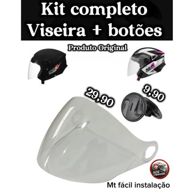 KIT.  VISEIRA + BOTOES DO CAPACETE LIBERTY 3 ABERTO