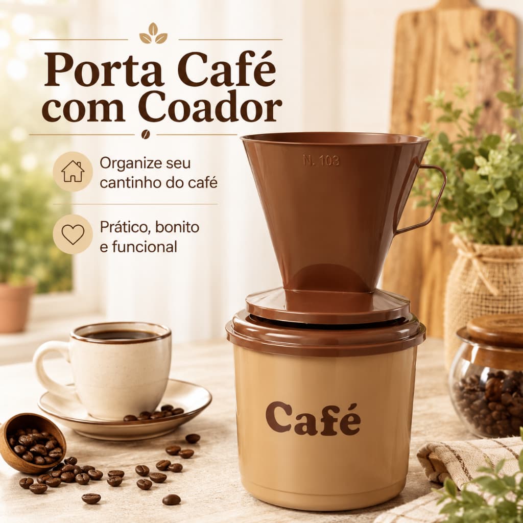 Kit Porta Café Com Suporte Coador Nº 103 Para Filtro de Café