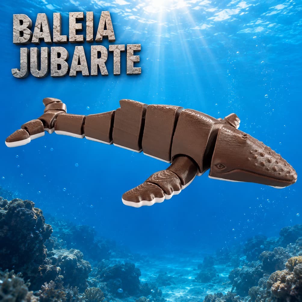 Baleia Jubarte 3D Articulado  Brinquedo Sensorial Fidget Toy Colecionável Animal Marinho Oceano
