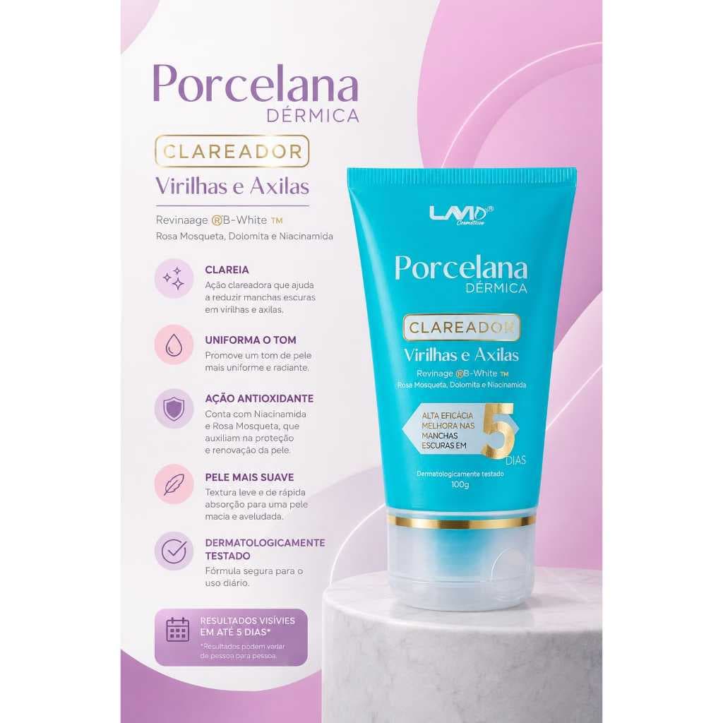 Clareador De Axilas e Virilhas porcelana dermica 100g lavid