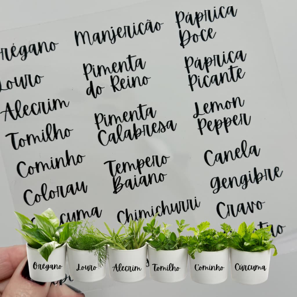 Adesivos para Temperos DTF UV Identificação Organizada Kit Completo com 22 temperos 3,5cm Lavável e Durável