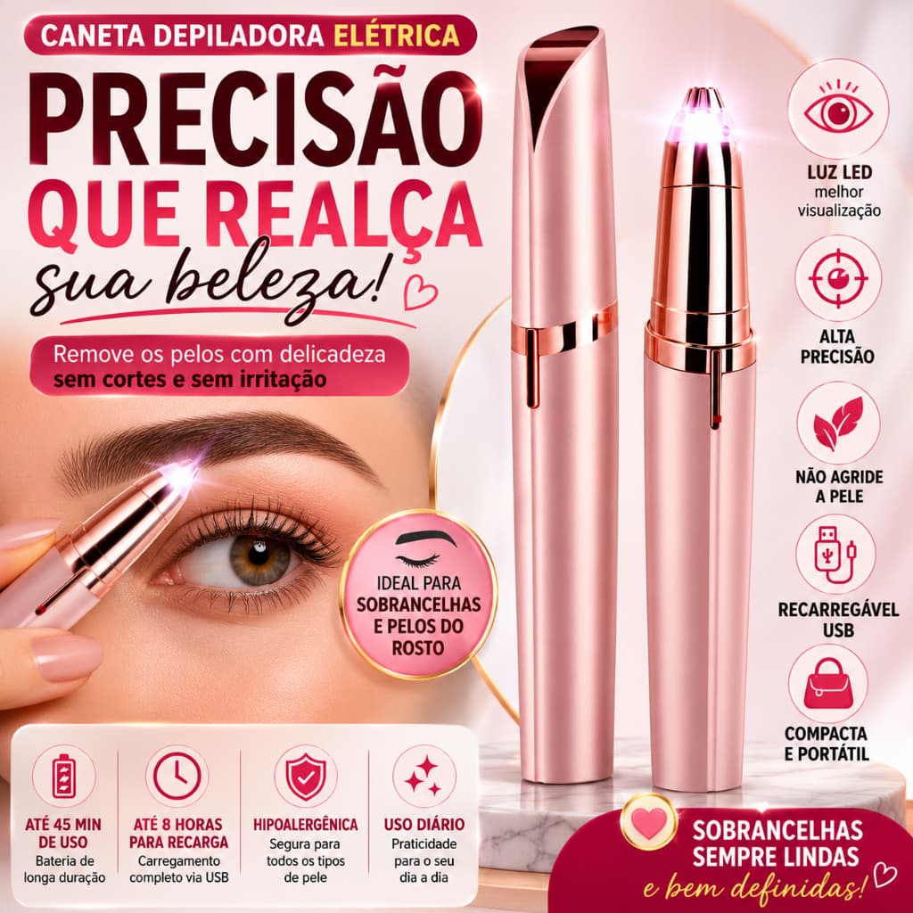 Depilador Elétrico de Sobrancelha USB Recarregável | Remoção