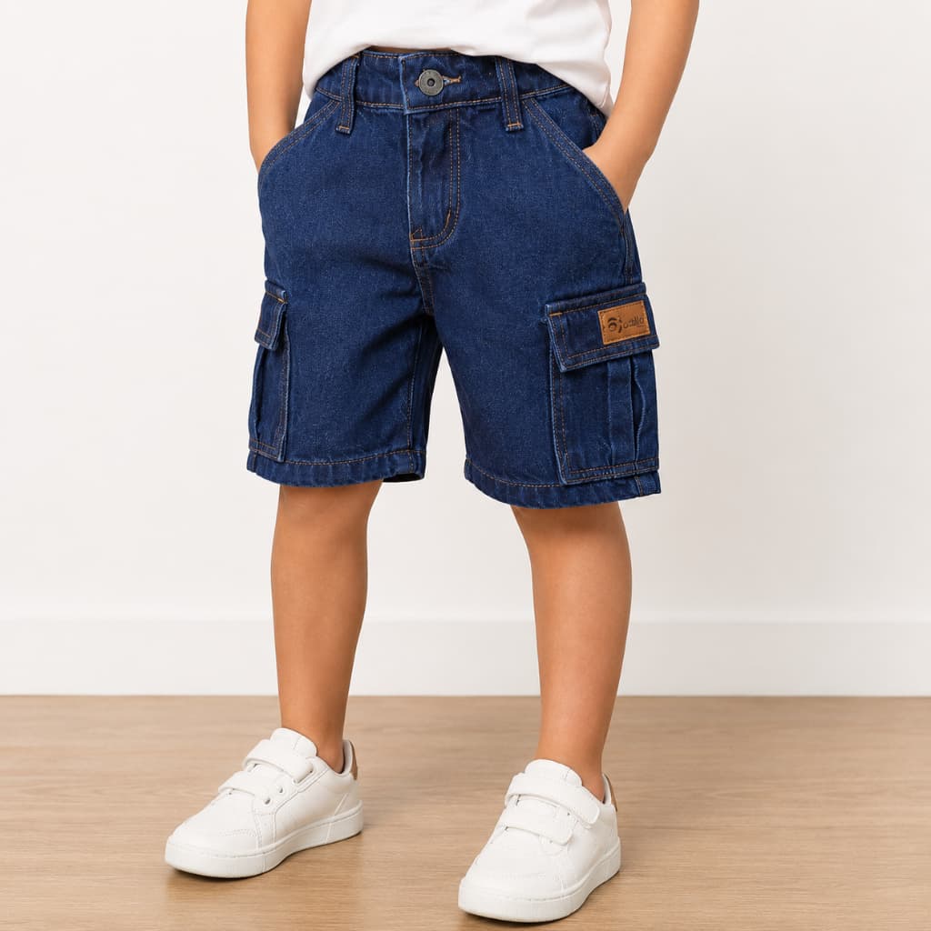 Bermuda Jeans Casual Menino Infantil 100% Algodão Premium