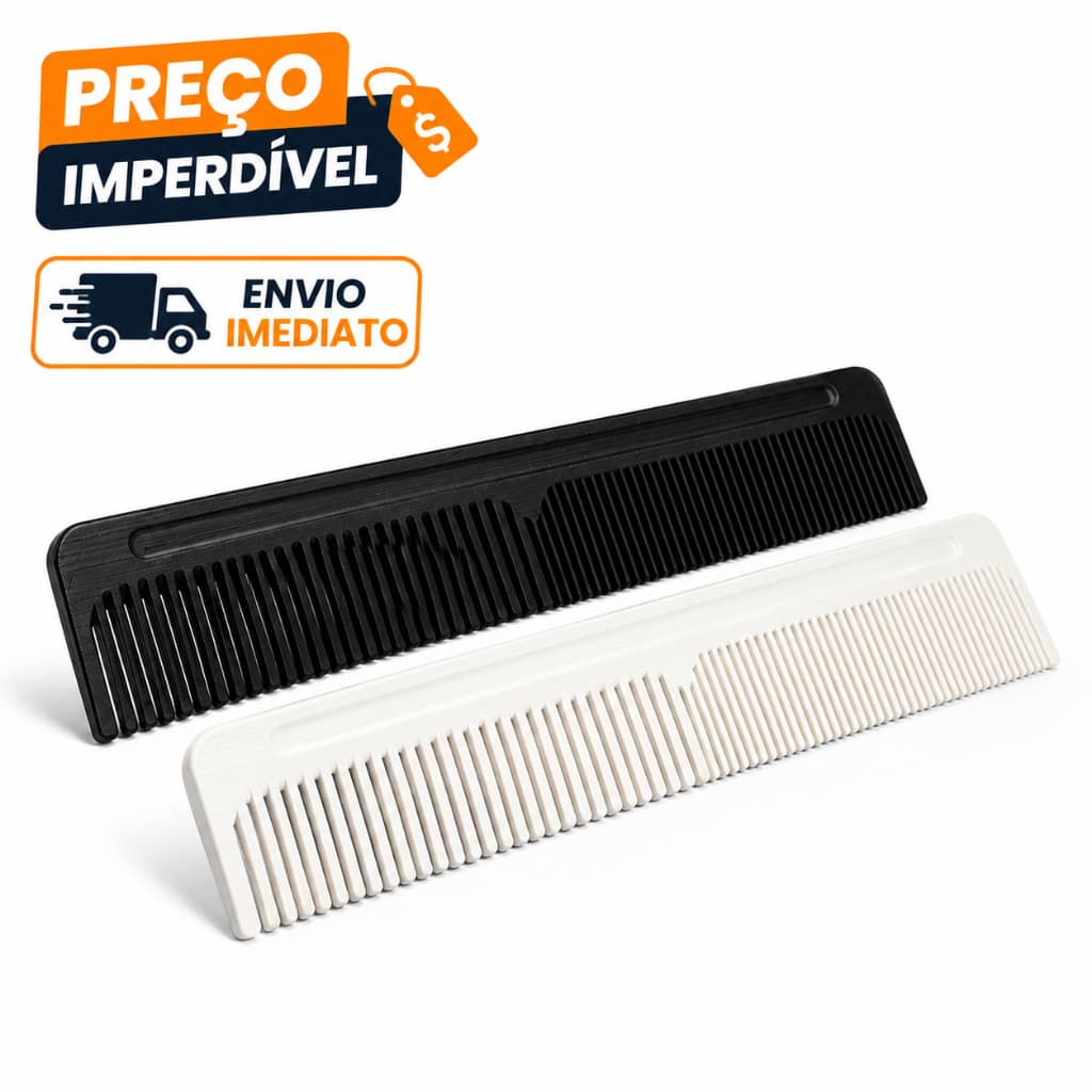 Pente de Barbeiro Profissional para Cabelo e Barba de bolso Preto e Branco