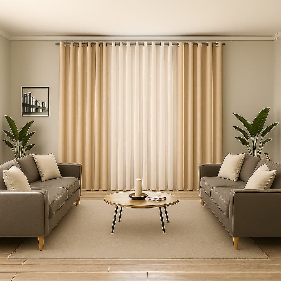 Cortina de Varão 4,00 x 2,30 Duas Cores Micropercal Sala e Quarto