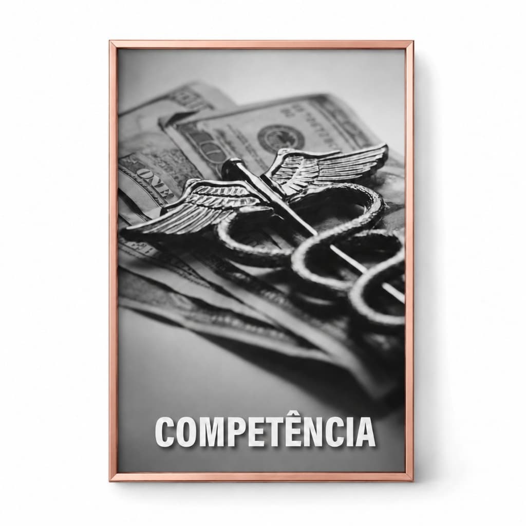 Quadro Decorativo Contabilidade Competência 60x80 Moldura Cobreada Com Vidro