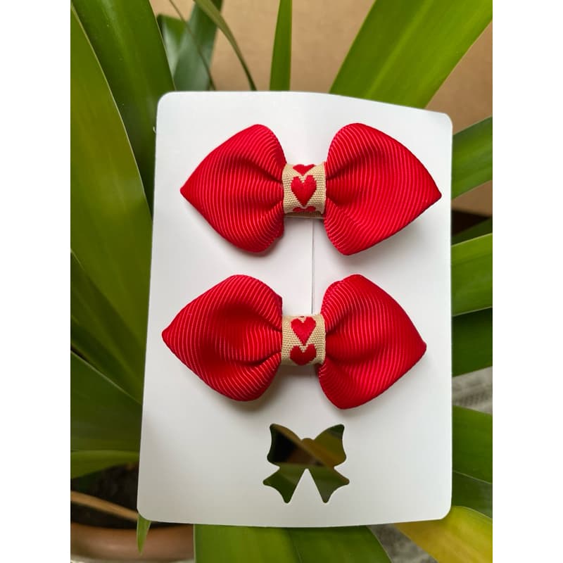 Parzinho de laço vermelho | Duplinha de laço | Parzinho de laço | Acessório para cabelo menina