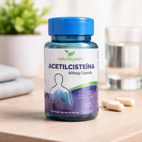 Acetilcisteina 650mg 32 Cápsulas Suplemento Alimentar Sáude Sem Sabor