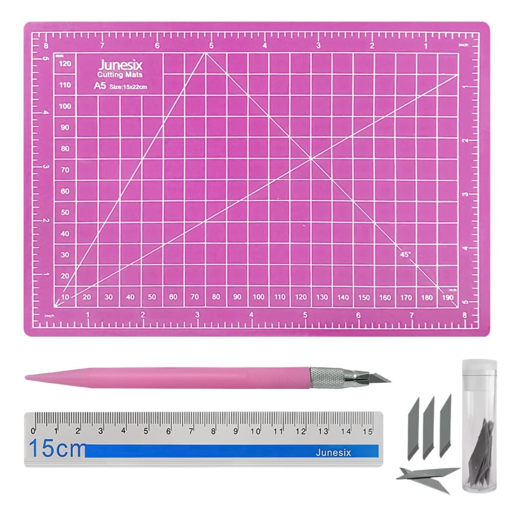 Kit Base Corte A5 Corte com Régua, Estilete Precisão e 12 laminas