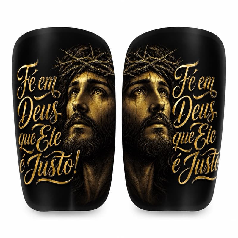 Caneleira Futebol Futsal Society Jesus Dourada – Fé em Deus que Ele é Justo