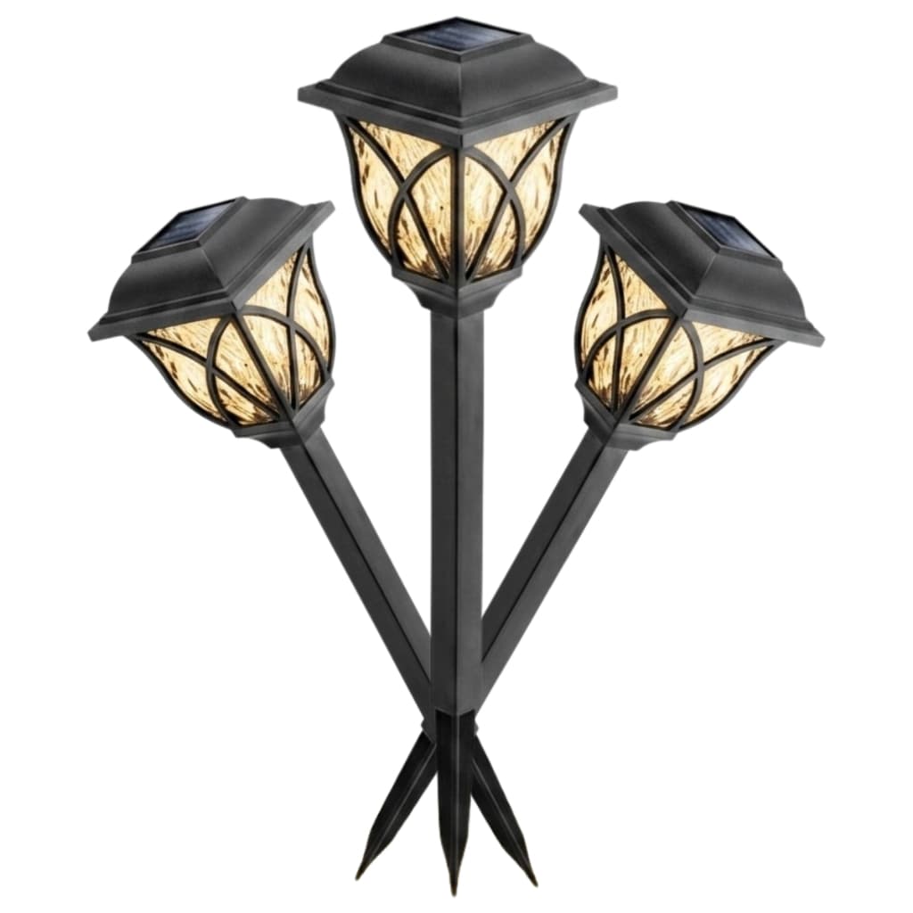 Luminária Solar De Jardim Kit 3 Unidades Luz Amarela LED Sustentável Decoração Externa