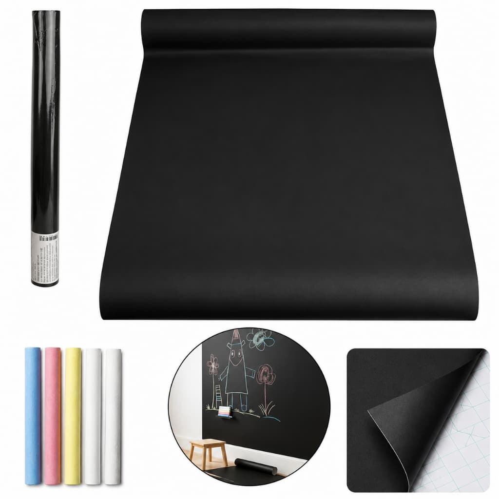 Adesivo Parede Lousa Quadro Negro 2m X 45cm + 5 Gizes Coloridos