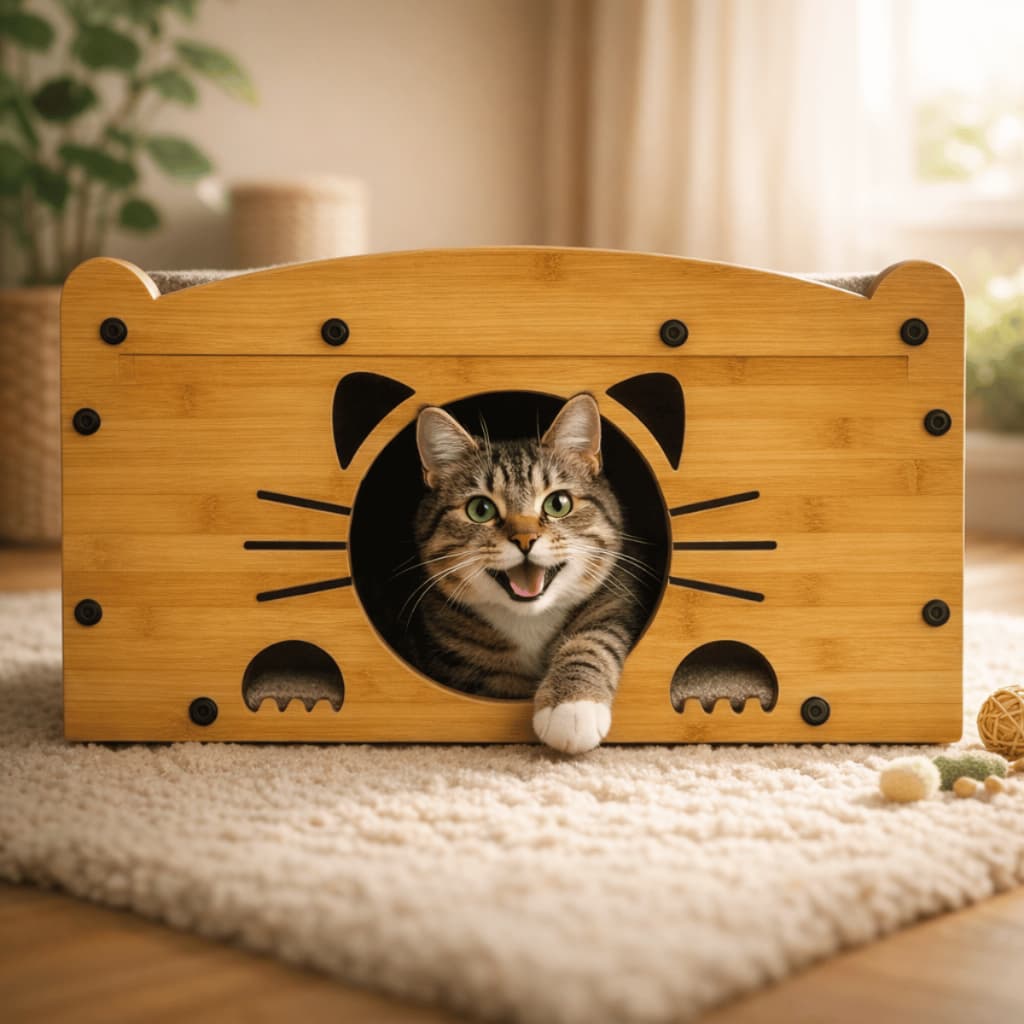 Arranhador Brinquedo Gato/ Toca Casinha MDF e Papelão Prensado Ansiedade Antiestresse Resistente