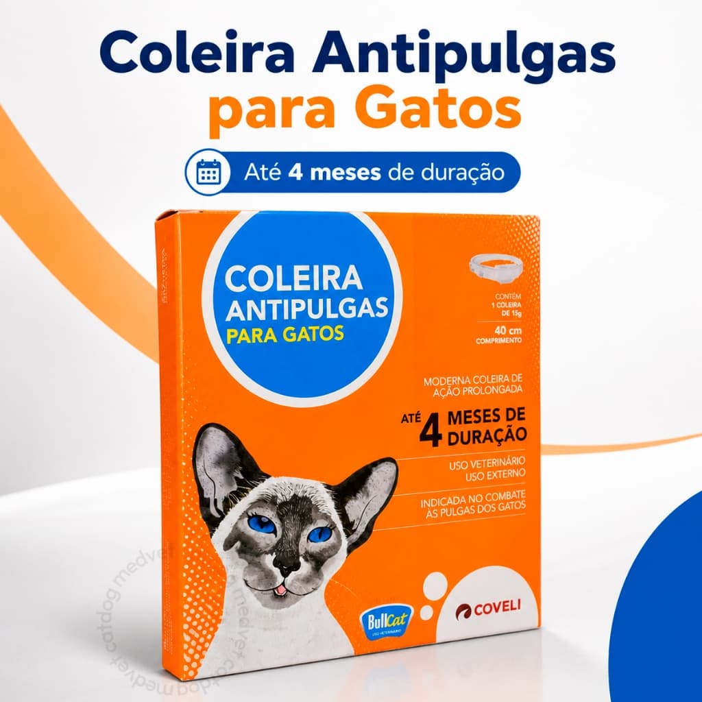 Coleira Antipulgas 40cm Ajustável para Gatos Bullcat Coveli 15g