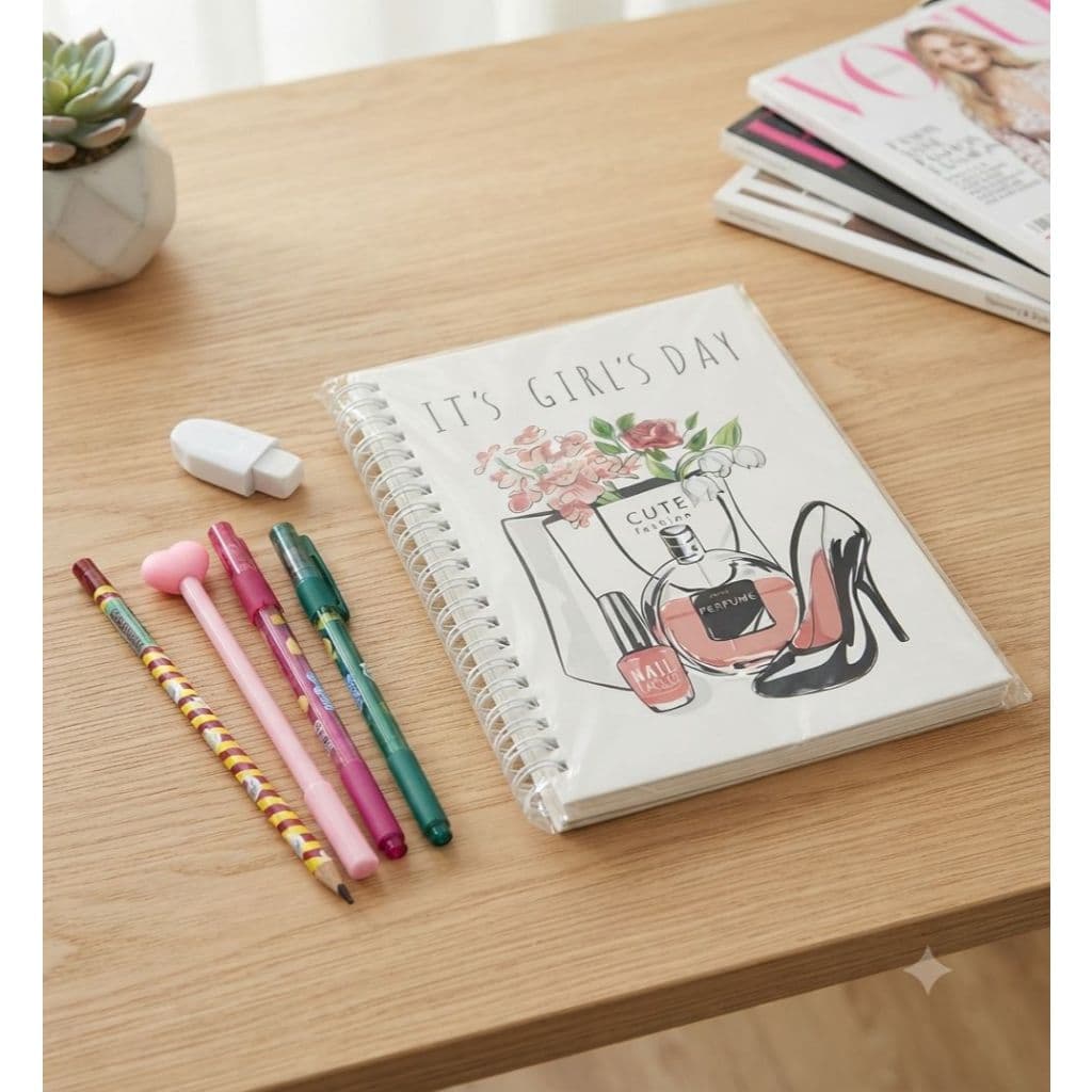 Kit Caderno Espiral A5 Caneta lápis Marca Texto