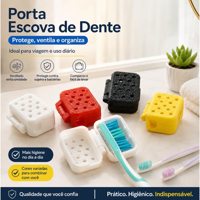 Protetor de Escova de Dentes Ventilado Individual | Proteção Higiênica para sua Escova de Dentes 1/2/3 Várias Cores