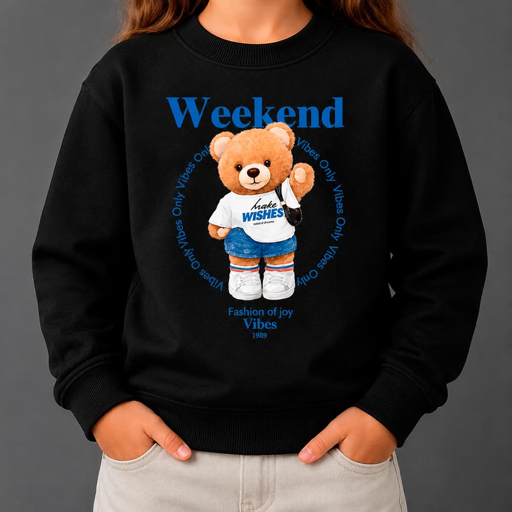 Moletom Infanitl Urso Feminino Moletom Gola Redoda Infantil Urso Estampa Infantil
