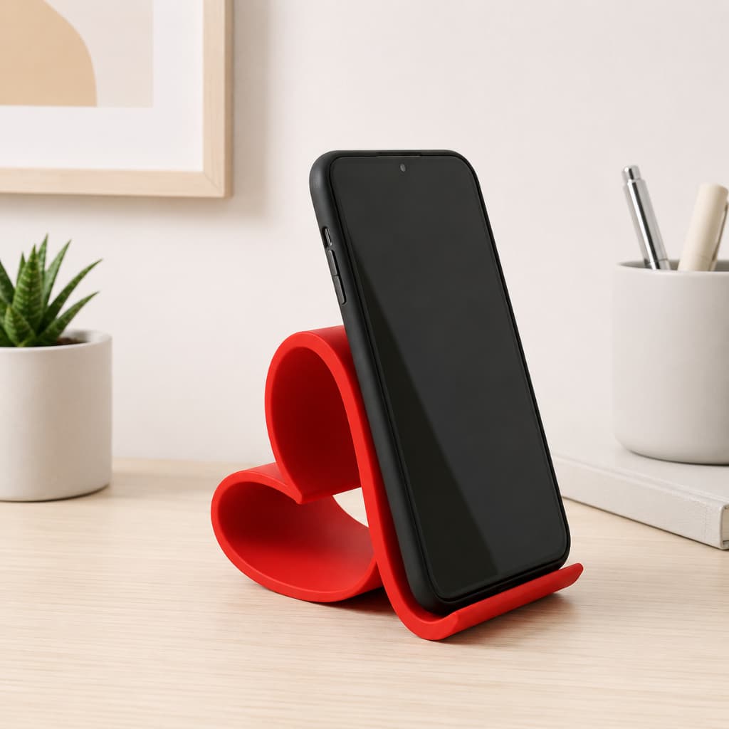 Suporte para Celular Vermelho Coração Porta Celular para Mesa Suporte Universal para Smartphone Decoração Minimalista