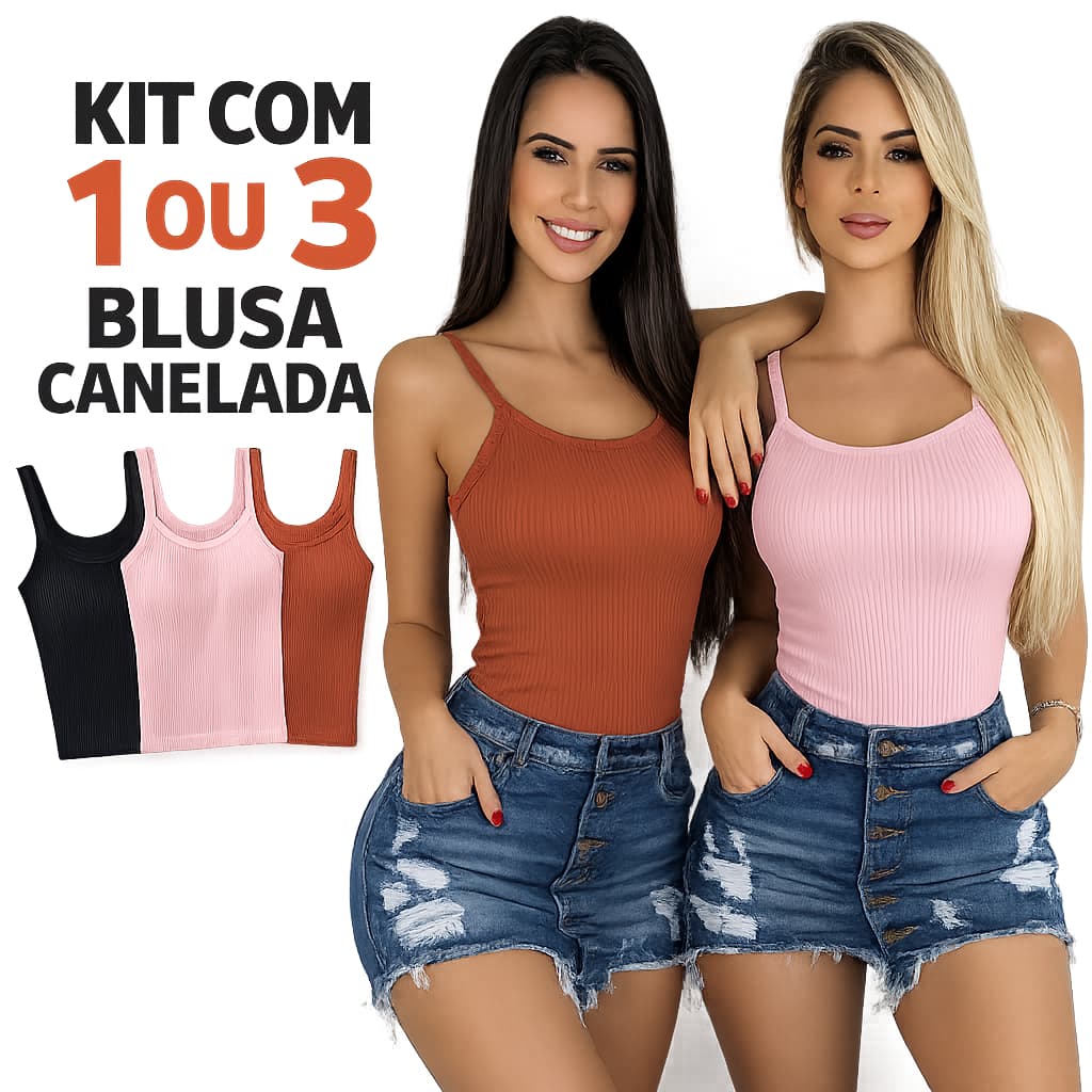 Kit com 1 ou 3 Regatas Alcinha Feminina | Malha Canelada, Leve e Ajuste Perfeito
