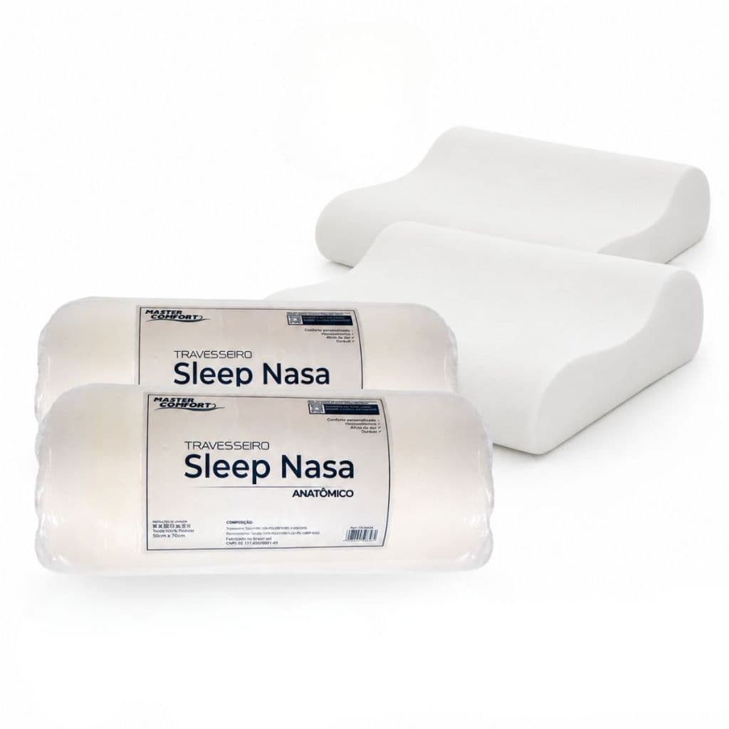 Kit 2 Travesseiros Sleep Nasa Anatômico Master Comfort Viscoelástico 50x70cm