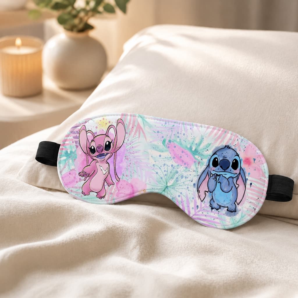 Tapa Olho Lilo Stitch Angel Fofo Mascara De Dormir Personalizada